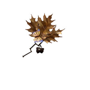 Artist Signed Galbraith Leaf Butterfly Acorn Metal Sculpture for Wall